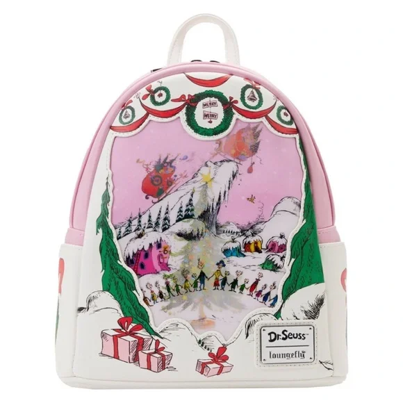 Loungefly Universal Studios Dr. Seuss The Grinch and Max Mini Backpack - NEW - Picture 1 of 4